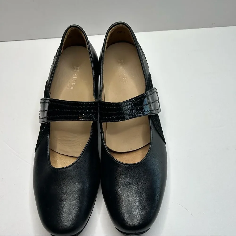 ZIeRA Black Mary Jane Leather Shoes with Strap 37